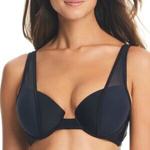 Bar III Balconette Bikini Top | Black Mesh Detail | Medium | Boutique Swim.